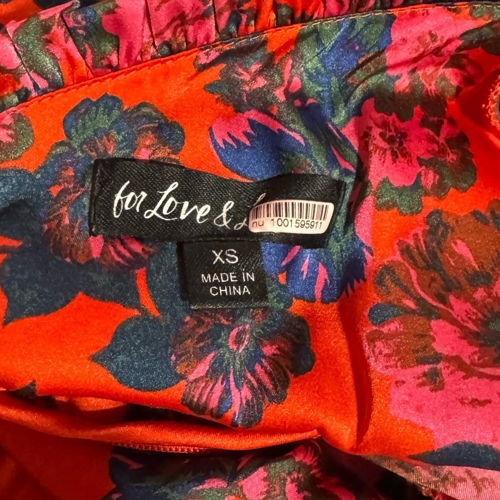 Women’s For Love & Lemons Monet floral red/pink midi dress Size XS - Picture 6 of 7
